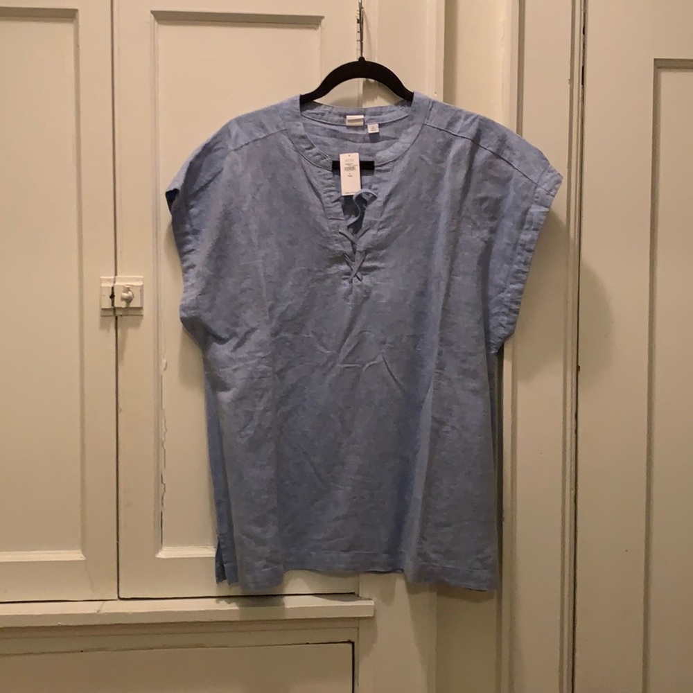 Linen blue top